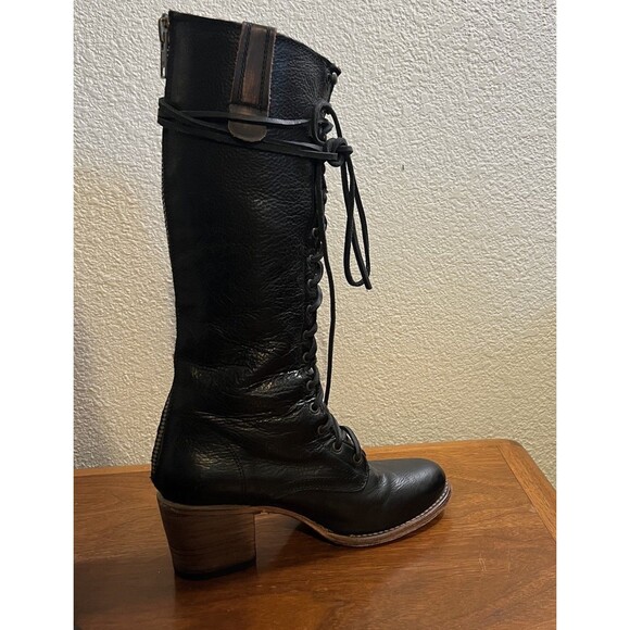 Freebird Grany Lace Up Size 10 Black Tall Boots Distressed Whimsigoth Grunge - Picture 7 of 15